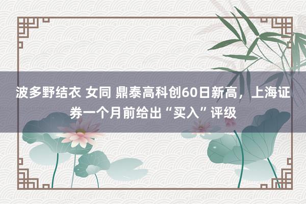 波多野结衣 女同 鼎泰高科创60日新高，上海证券一个月前给出“买入”评级