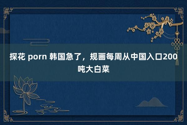 探花 porn 韩国急了，规画每周从中国入口200吨大白菜