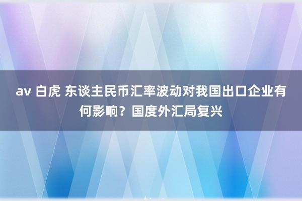 av 白虎 东谈主民币汇率波动对我国出口企业有何影响？国度外汇局复兴