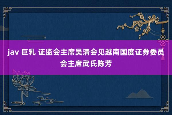 jav 巨乳 证监会主席吴清会见越南国度证券委员会主席武氏陈芳