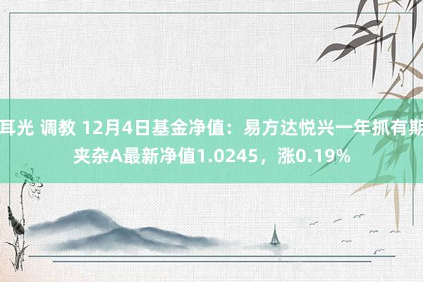 耳光 调教 12月4日基金净值：易方达悦兴一年抓有期夹杂A最新净值1.0245，涨0.19%