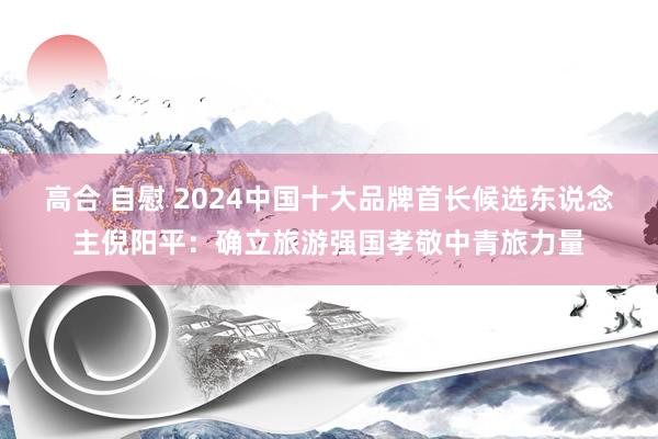 高合 自慰 2024中国十大品牌首长候选东说念主倪阳平：确立旅游强国孝敬中青旅力量