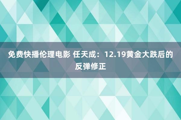 免费快播伦理电影 任天成：12.19黄金大跌后的反弹修正