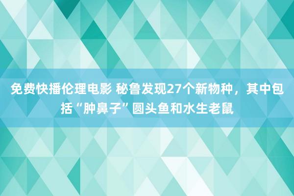 免费快播伦理电影 秘鲁发现27个新物种，其中包括“肿鼻子”圆头鱼和水生老鼠