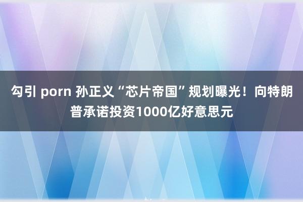 勾引 porn 孙正义“芯片帝国”规划曝光！向特朗普承诺投资1000亿好意思元