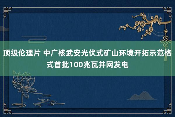 顶级伦理片 中广核武安光伏式矿山环境开拓示范格式首批100兆瓦并网发电