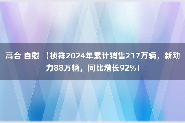 高合 自慰 【祯祥2024年累计销售217万辆，新动力88万辆，同比增长92%！