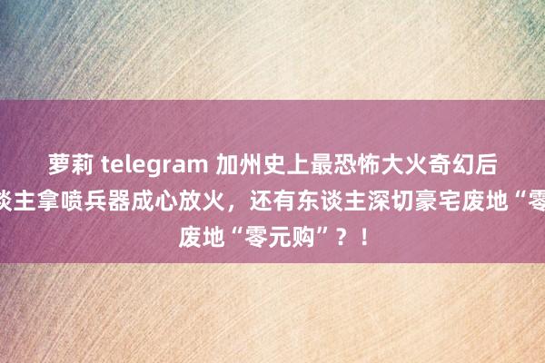 萝莉 telegram 加州史上最恐怖大火奇幻后续！有东谈主拿喷兵器成心放火，还有东谈主深切豪宅废地“零元购”？！