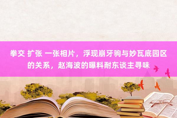 拳交 扩张 一张相片，浮现崩牙驹与妙瓦底园区的关系，赵海波的曝料耐东谈主寻味