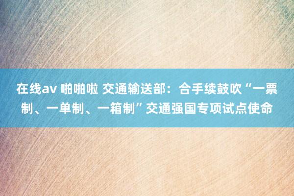 在线av 啪啪啦 交通输送部：合手续鼓吹“一票制、一单制、一箱制”交通强国专项试点使命