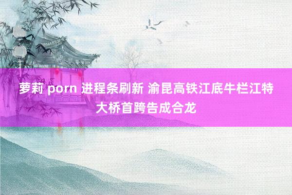 萝莉 porn 进程条刷新 渝昆高铁江底牛栏江特大桥首跨告成合龙